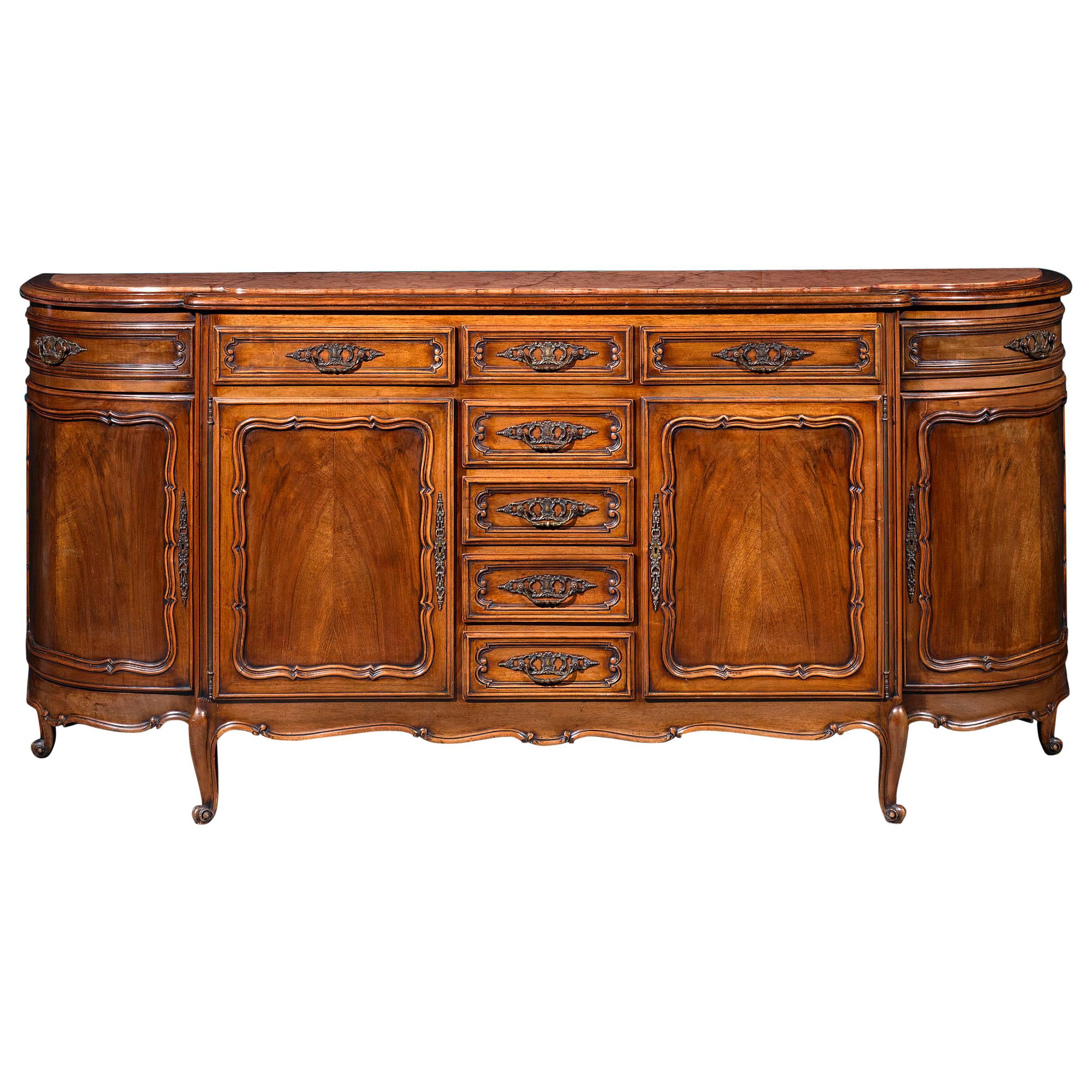 French Provincial Red Marble-Top Buffet