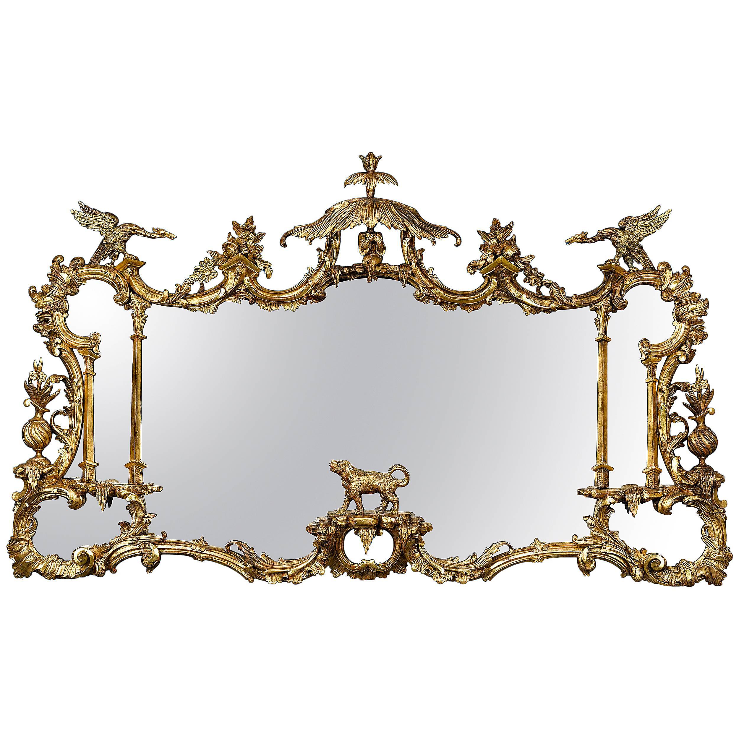 Carved Giltwood Chinoiserie Mirror