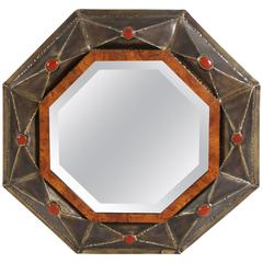 Elegant Beveled Corners Mirror by Jacques Duval-Brasseur, circa 1970