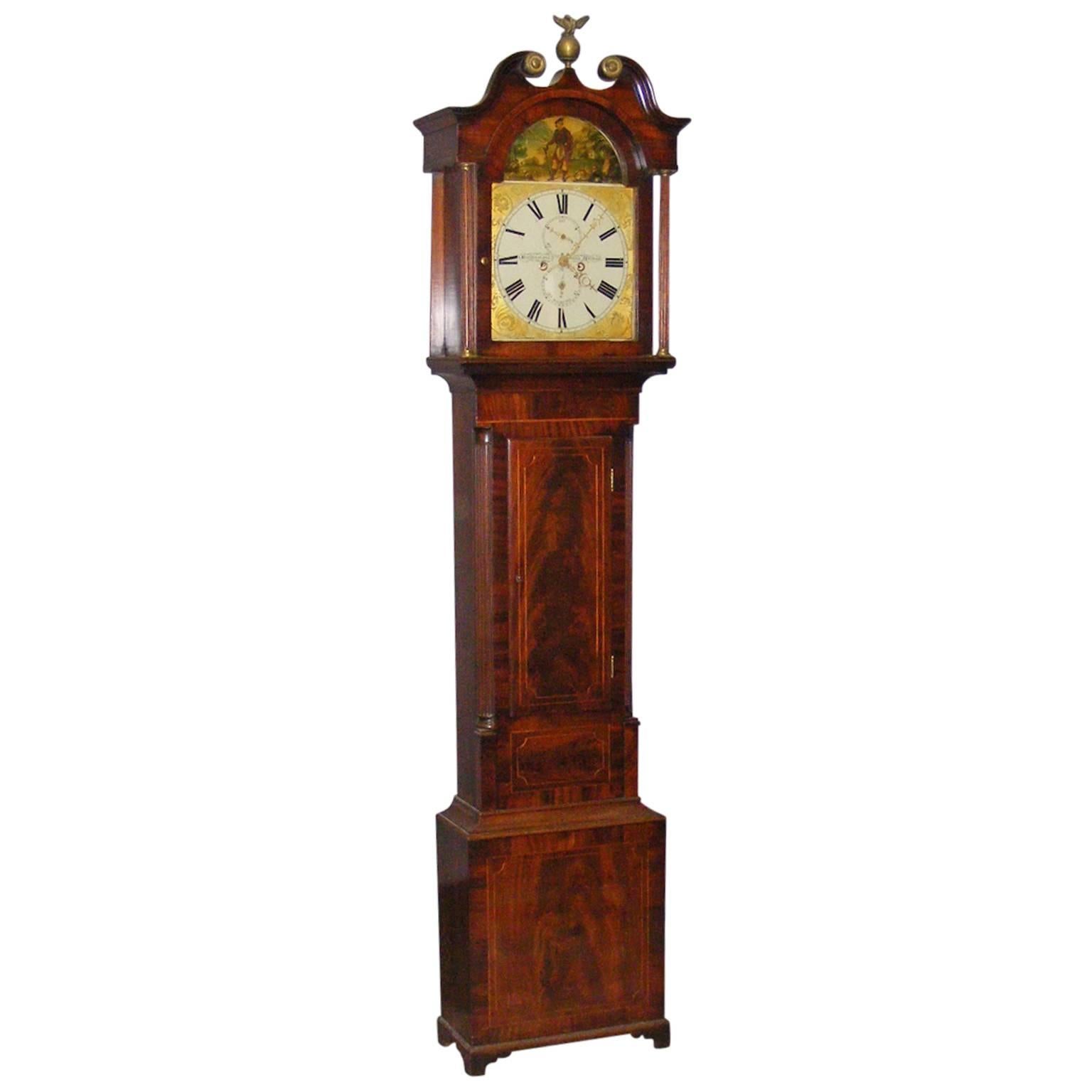 Scottish Mahogany Grandfather Clock by Brotherston Mackay, Dalkeith, circa 1830