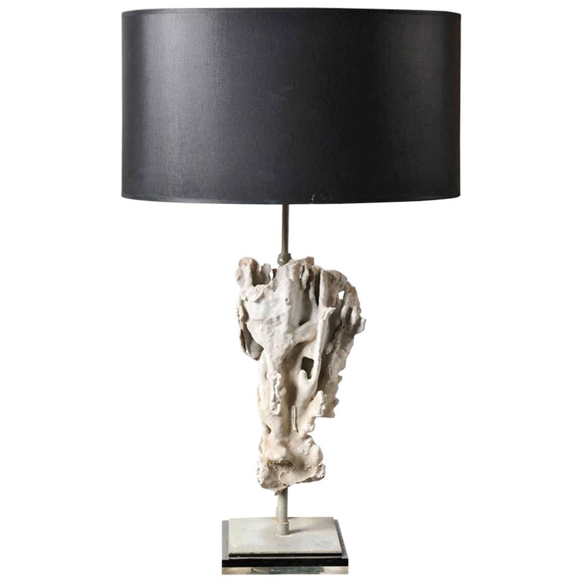 Willy Daro Style Lamp Mounted on a Large White Coral, circa 1960 For Sale