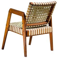 Armchair by Klaus Grabe with Webbed Linen, USA, 1950s Armchair by Klaus Grabe with Webbed Linen, USA, 1950s