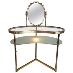 1950s Italian Brass Dressing Table / Vanity with Light