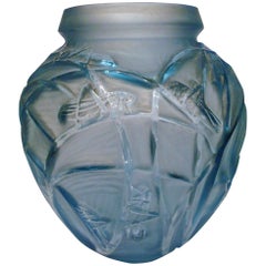 Art Deco Rene Lalique Sauterelles Glass Vase