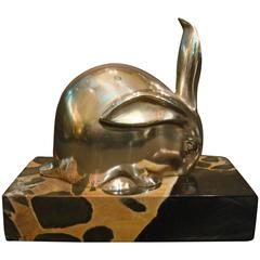 Art Deco Bronze Sculpture Rabbit by Eduard Marcel Sandoz, Susse Freres, 1920