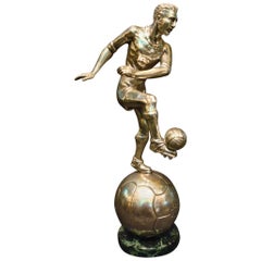 Football / Soccer Trophy Player Italian Bronze Sculpture, 1930s