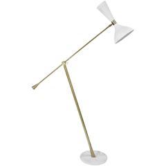 Italian Floor Lamp by Arredoluce with Brass Articulating Arm on Marble Base 4