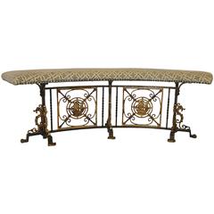 Iron and Bronze Curved Bench, 1920s Nautical Style Attributed to Oscar Bach 10