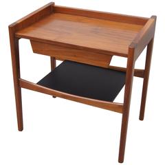 Rare Walnut and Leather Low Side Table by Jens Risom 12