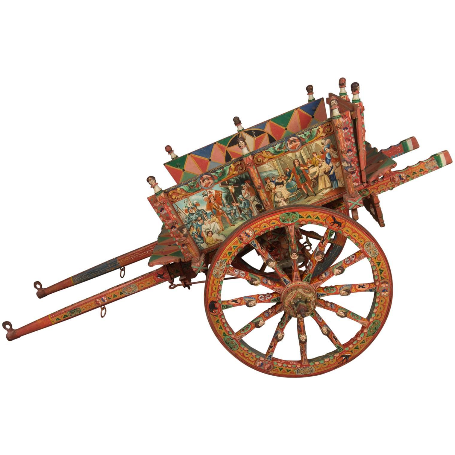 Ornate and Colorful Italian Processional Donkey Cart, circa 1855