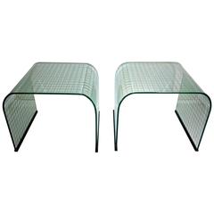 Pair of Waterfall Glass End or Side Tables by Fiam Italy 7