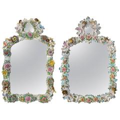 Pair of Antique German Porcelain Mirrors