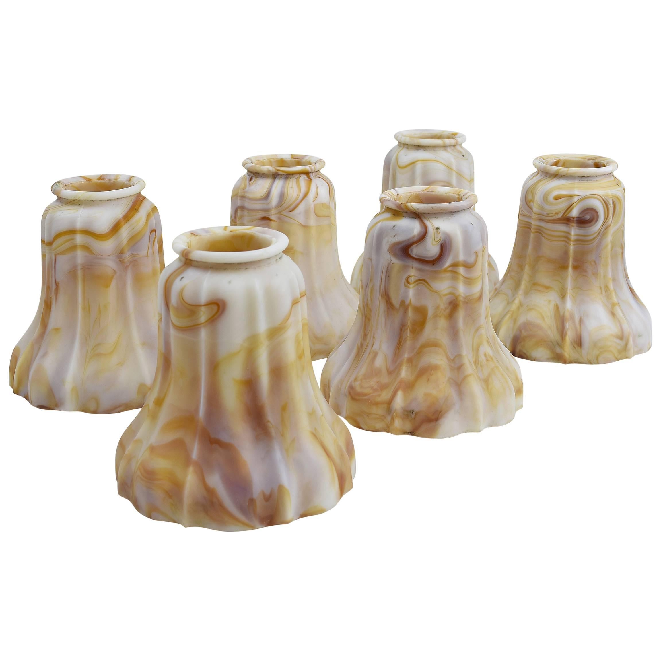 Caramel Kokomo Art Glass Shades Set of Six For Sale