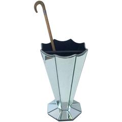 Art Deco Style Mirrored Glass Umbrella Stand