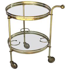 French Round Drinks Cart of Brass and Glass 6