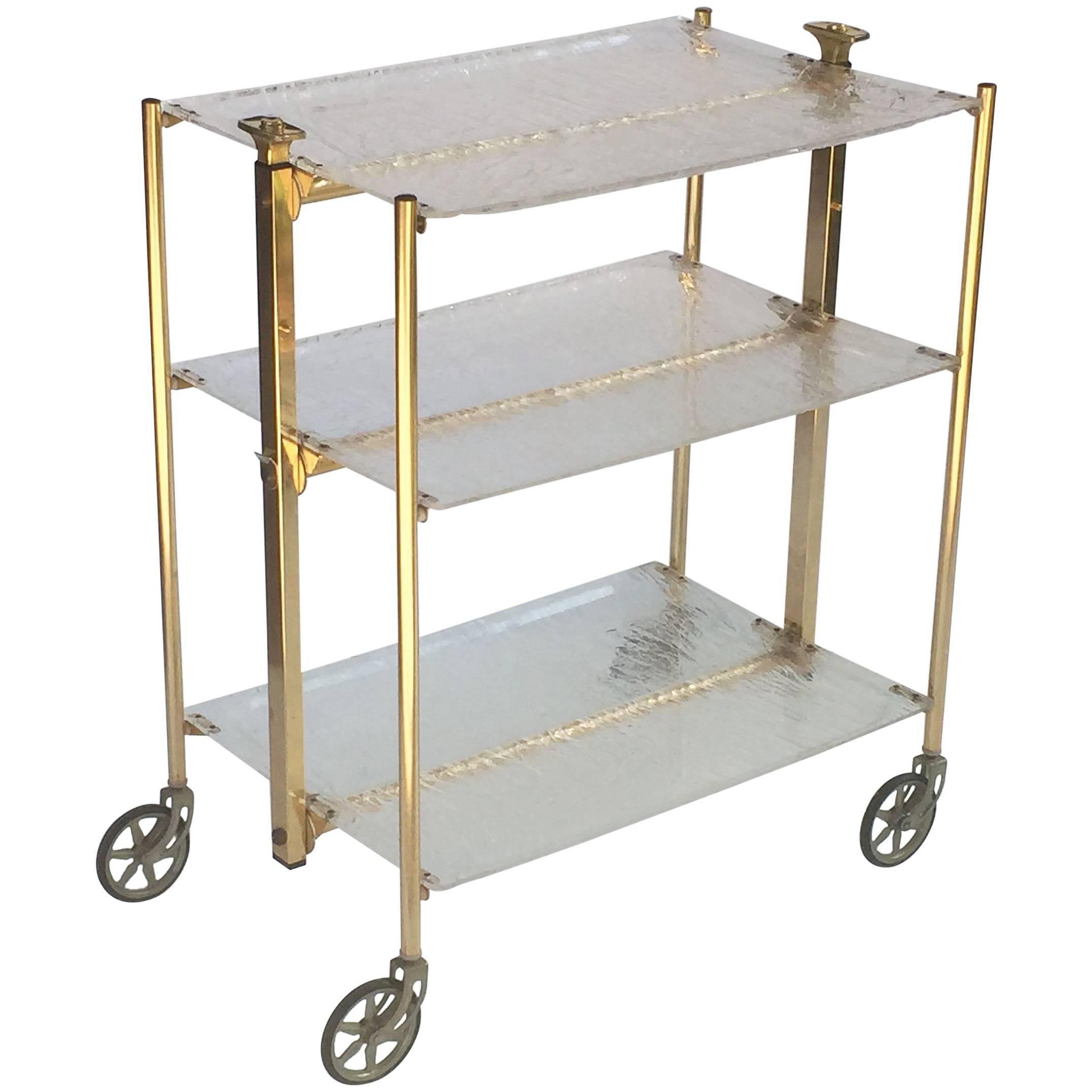 French Collapsible Drinks Cart of Acrylic For Sale