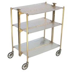 French Collapsible Rolling Cart or Drinks Trolley of Textured Acrylic