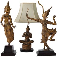 Collection of Vintage Thai Figure Lamps