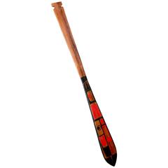 Haida, Northwest Coast Wooden Oar with Red and Black Raven Symbol