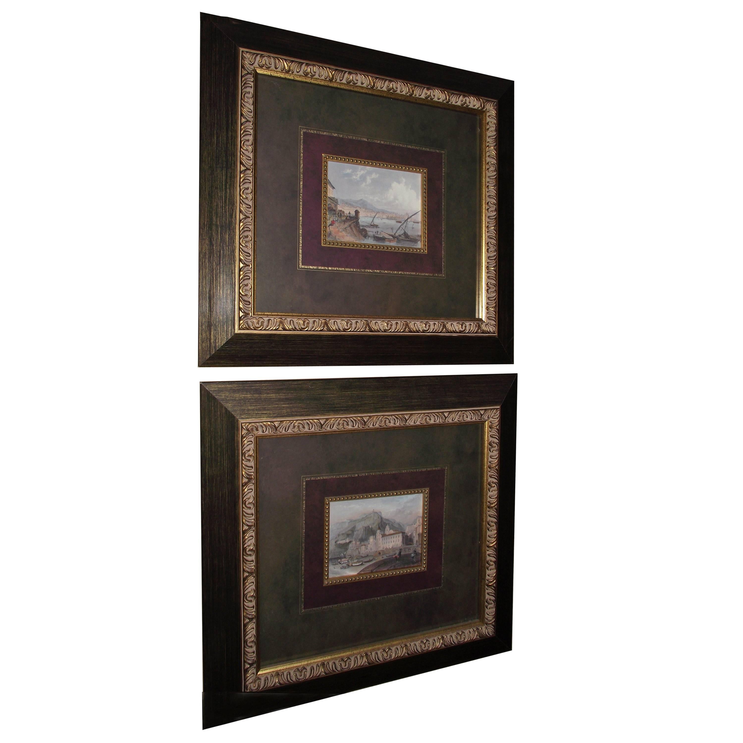 Venetian Scene Framed Prints, Double Matted with Two Filets For Sale