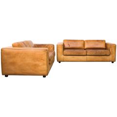 Amazing Natural Cognac Leather Loveseat by Durlet