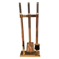 Brass and Acrylic Contemporary Fireplace Tools