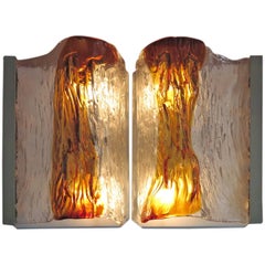 Pair of Italian Mid-century Mazzega Sconces by Toni Zuccheri, 1970s