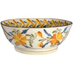 English Pottery Botanical Punch Bowl in Pratt Colours