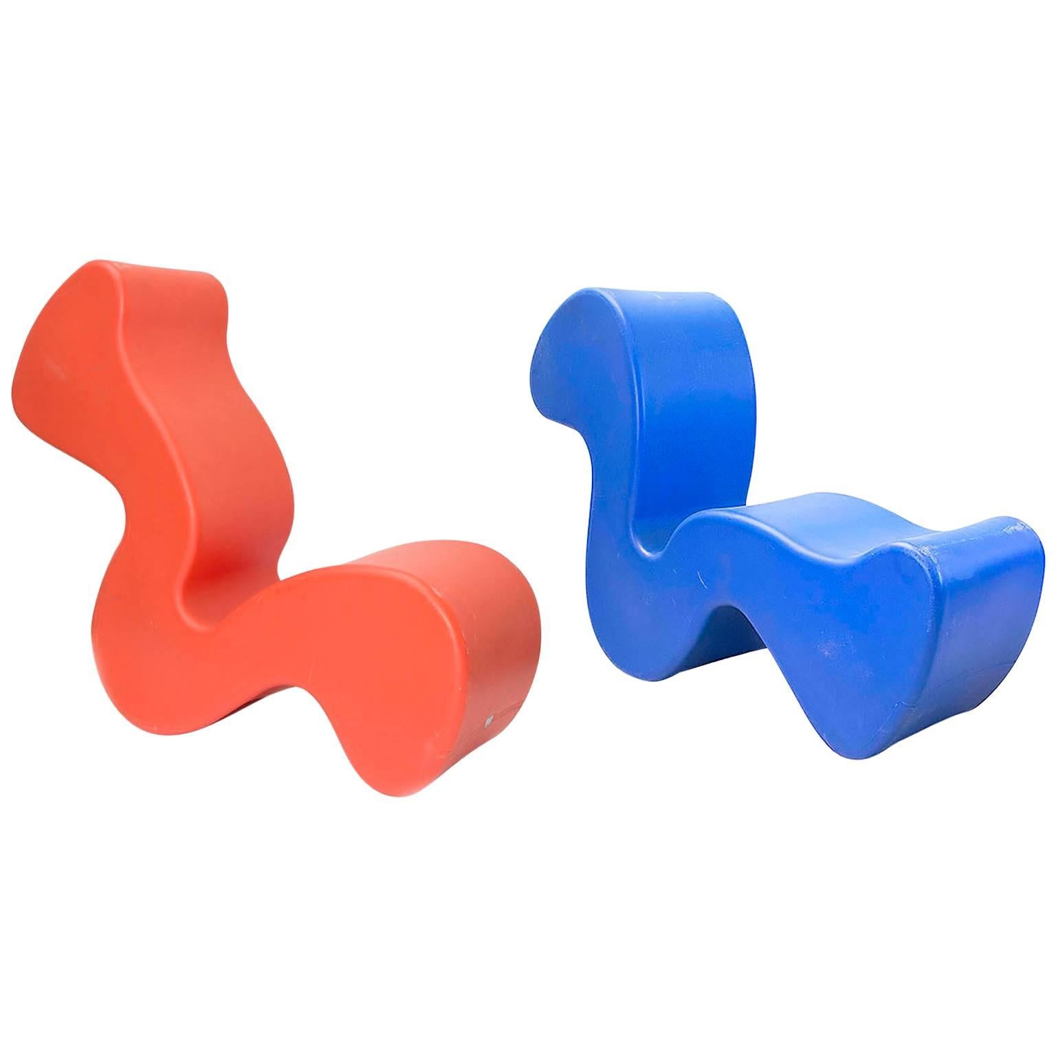 1998, Verner Panton, Orange and Blue Phantom Chair/Table 