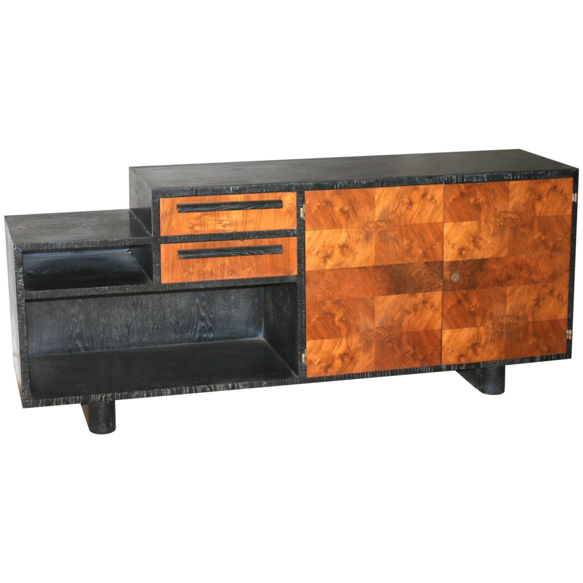 Art Deco Limed and Exotic Wood Bar/Sideboard