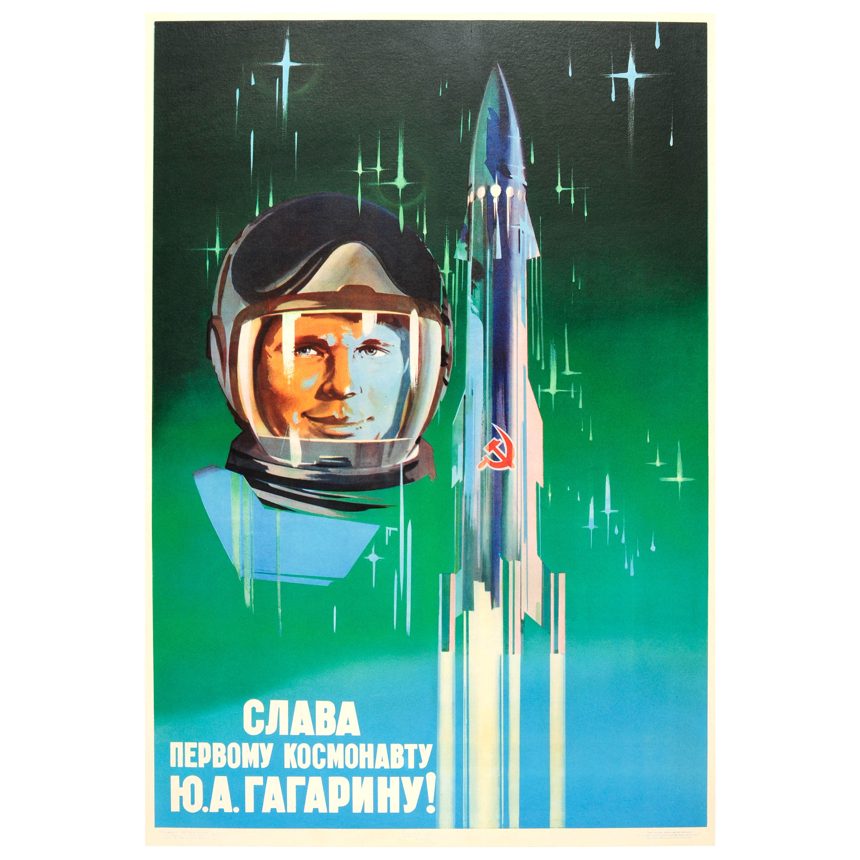 Soviet Yuri Gagarin 1st Man In Space Poster A3 Reprint