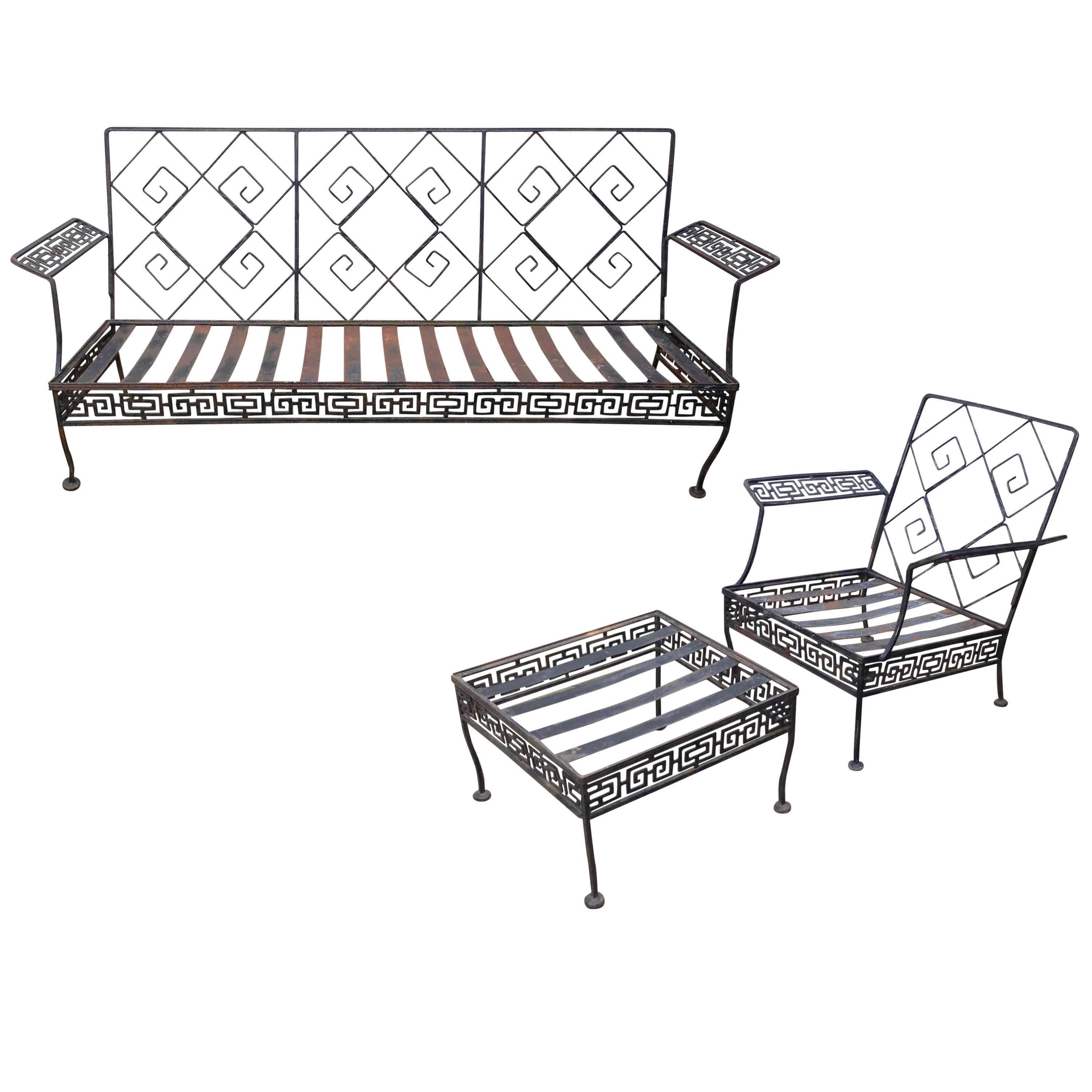 1960s Greek Key Patio Set