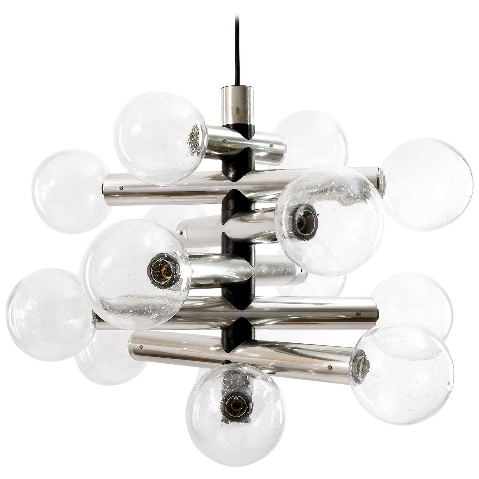 Kalmar Atomium Sputnik Chandelier Pendant Light 'RS 14', Alu Glass, 1970