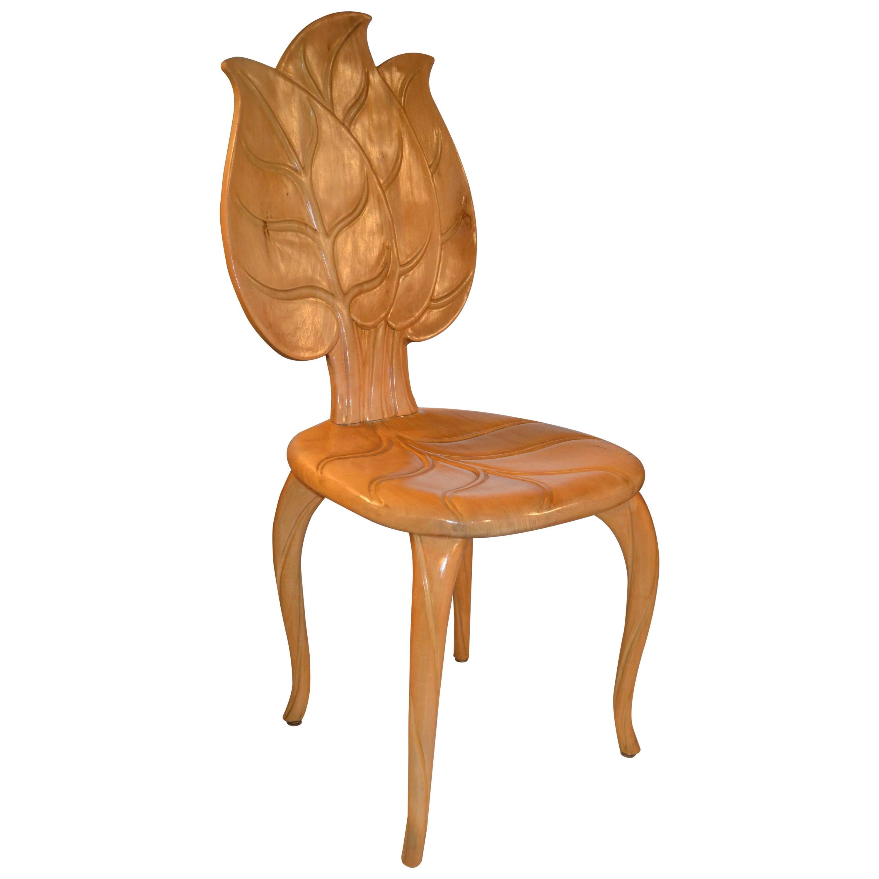 1970s Bartolozzi & Maioli Wooden Leaf Chair For Sale