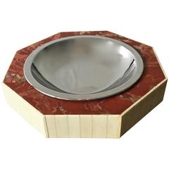 Monumental Red Marble, Bone and Decorative Tabletop Dish by Jonson and Ma