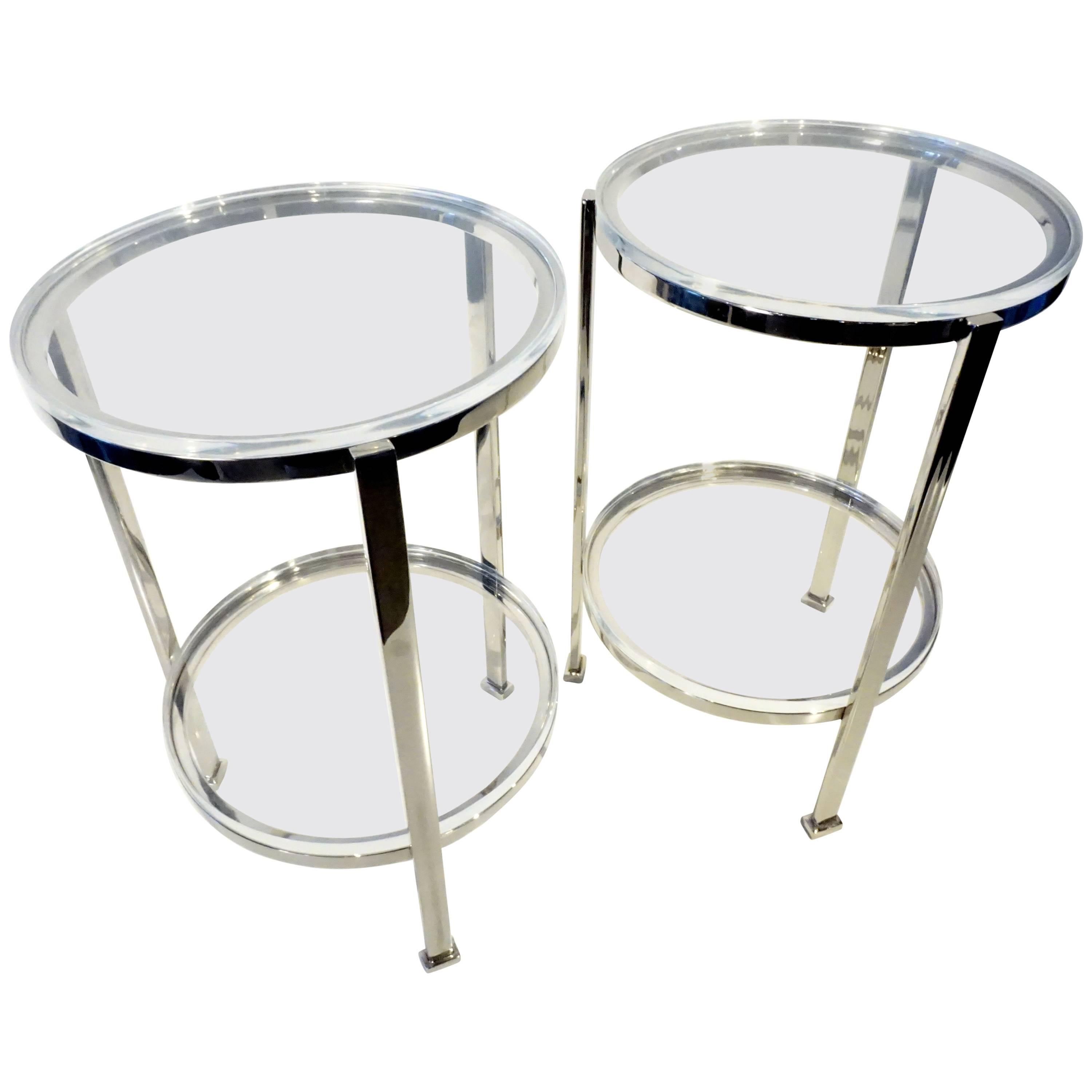 Pair of Two-Tier Circular Side Tables Custom-Made by Charles Hollis Jones For Sale