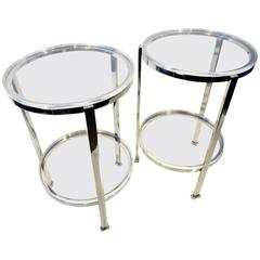 Pair of Two-Tier Circular Side Tables Custom-Made by Charles Hollis Jones