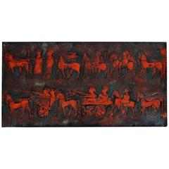 Brutalist Enameled Metal Piece of Art, 1960s