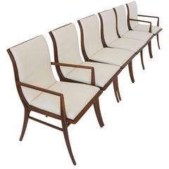 T.H. Robsjohn-Gibbings for Widdicomb Sabre-Leg Dining Chairs, Set of Six