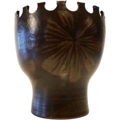 Hand-Thrown Ceramic Vessel by California Artist Robert Maxwell  Circa 1960s