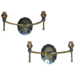 Vintage Pair of French Mid-Century Modern Neoclassical Double Arm Wall Sconces