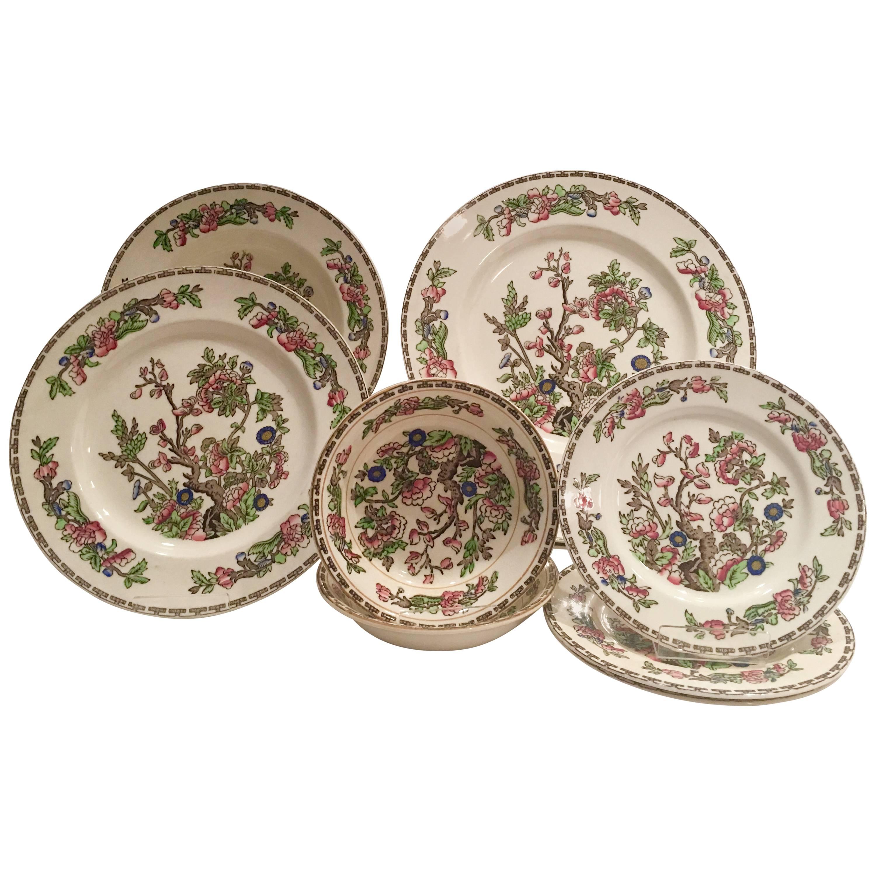 Antique Staffordshire English Dinnerware "The India Tree" By, Alfred Meakin S/14 For Sale