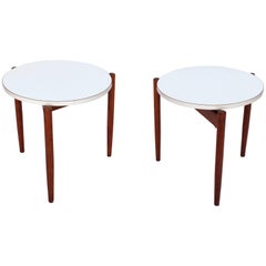 Pair of Walnut Stacking Side Tables by Jens Risom