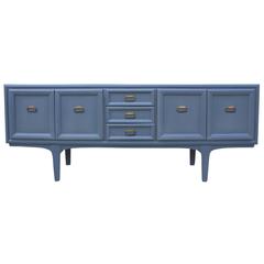 French Blue Grey Stained Sideboard with Brass Accents