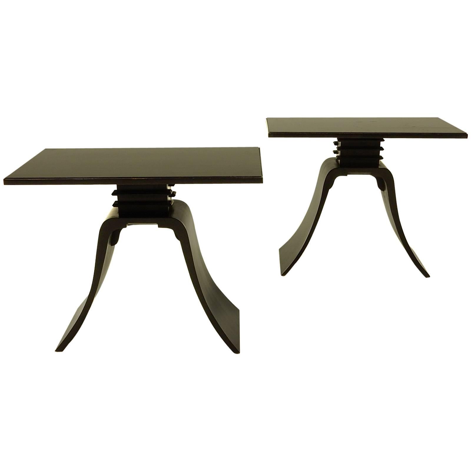 Pair of Art Deco Paul Frankl Design Ebonized "Bell" Side Tables