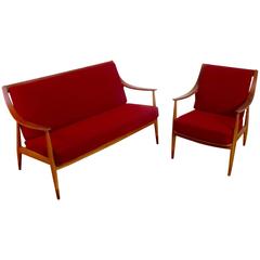 Settee and Lounge Chair FD 147 by Peter Hvidt and Orla Mölgaard Nielsen