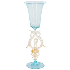 Italian Venetian Handblown Goblet in Murano Glass, circa 1970