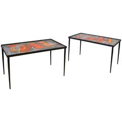 Pair of Robert and Jean Cloutier Ceramic Coffee Tables, circa 1960, France 7
