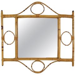 Unusual French Riviera Handcrafted Bamboo Decorative Wall Mirror 12