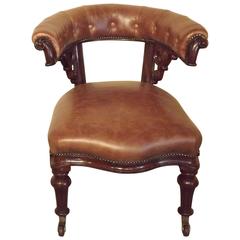 Antique Early Victorian Mahogany Horse Shoe Back Armchair